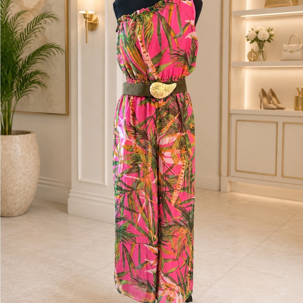 Tropical Pink One-Shoulder Jumpsuit